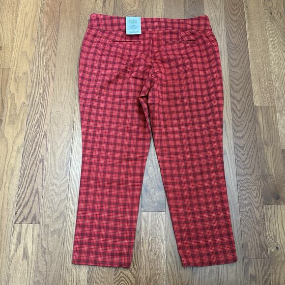 Croft & Barrow Womens Red Plaid Stretchable Pants Size 12 Petite NWT - Picture 3 of 7